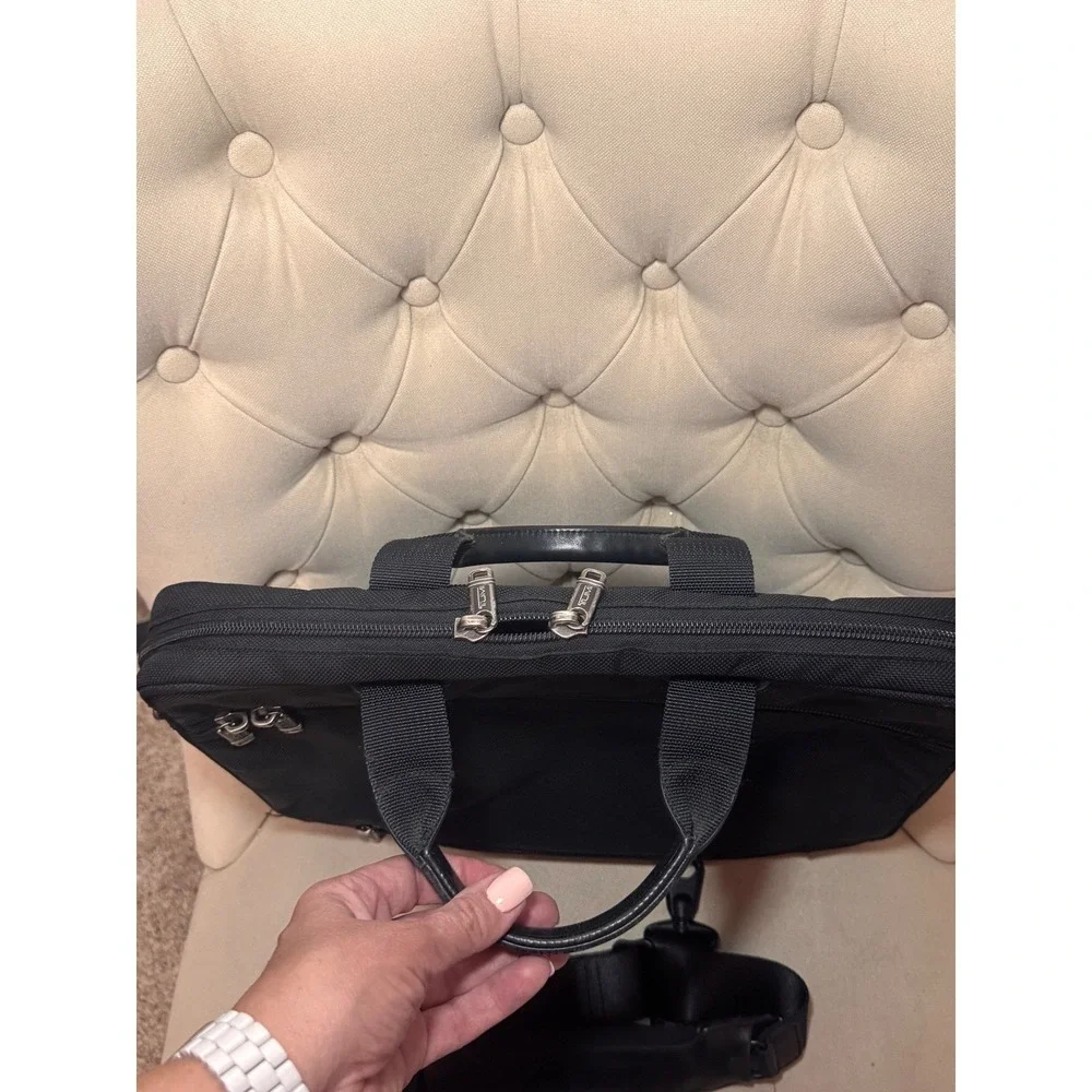 Tumi Black Ballistic Nylon Laptop Briefcase Messenger‎ Bag with Str